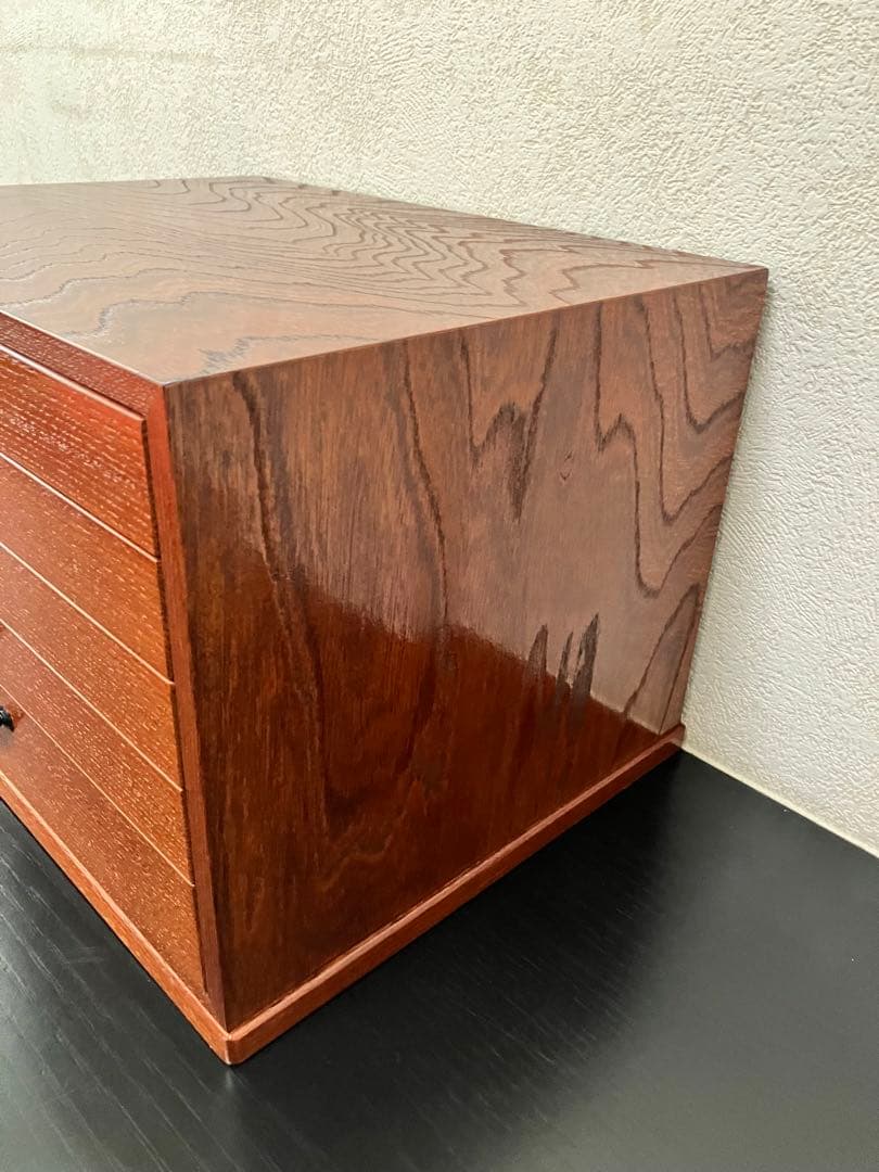 天然木、アクセサリーケース、宝石入れ、収納箱、インテリア、区切り変更可能、(大)