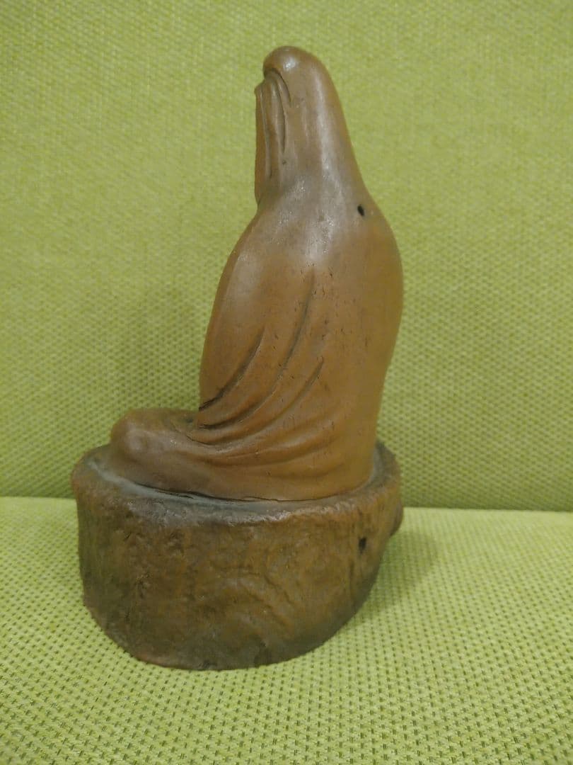 陶器製 仏像 座像、備前焼の観音様座像A1、№009、古い備前焼置物、希少品、