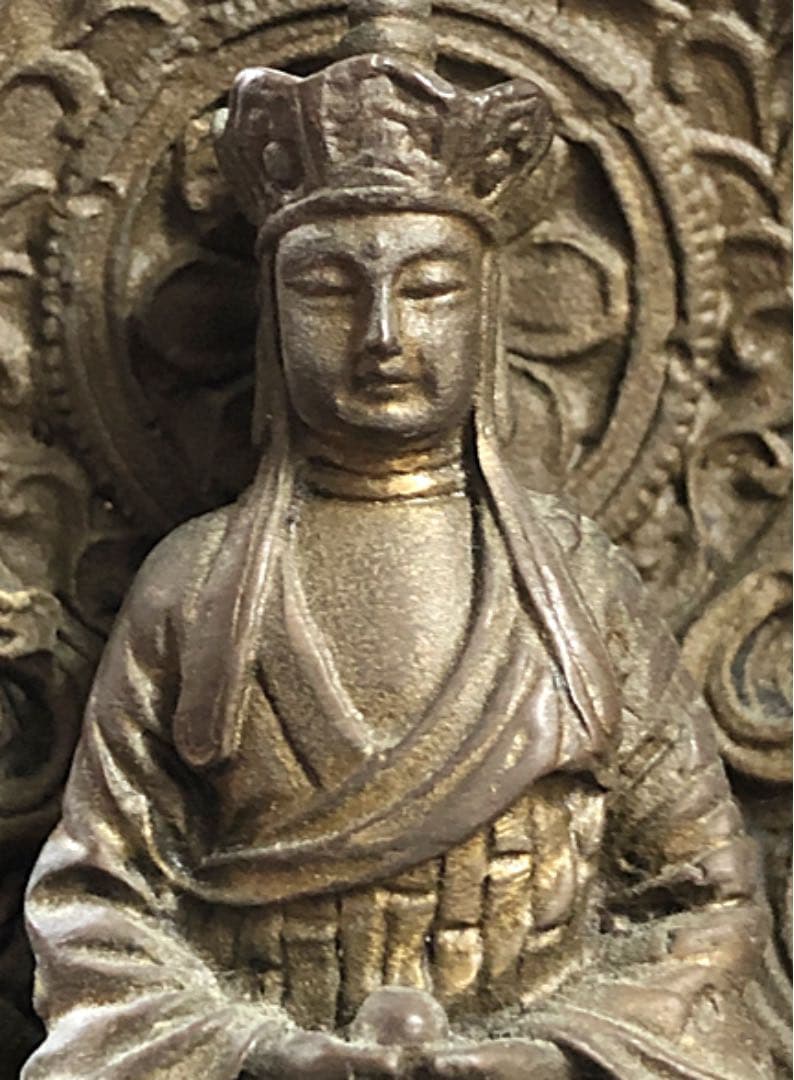 仏教美術 銅製 三面仏 弥勒如来/弥勒菩薩/三蔵法師 仏像