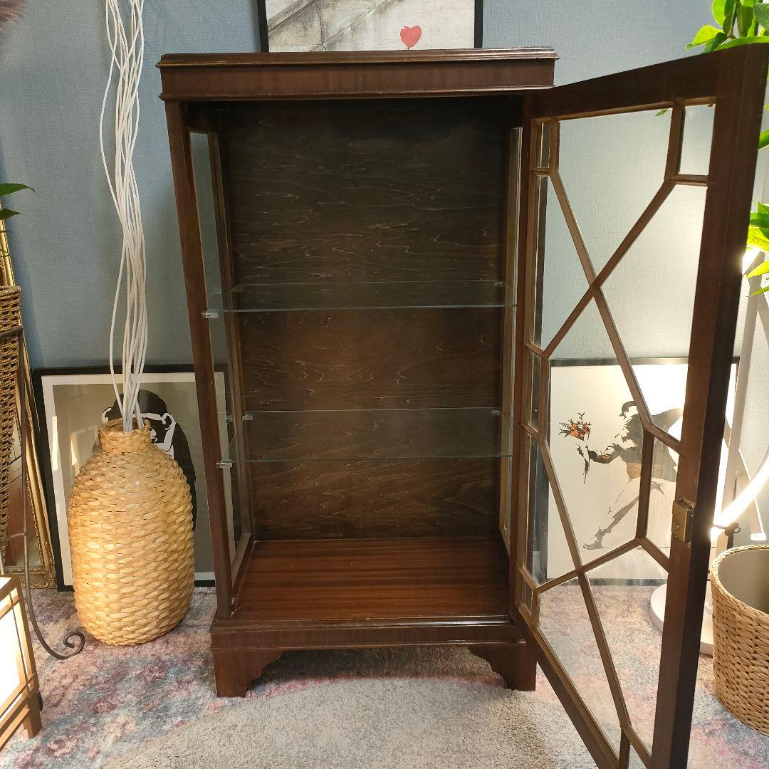 【希少】英国ヴィンテージ ディスプレイショーケース ガラスキャビネット 鍵付き