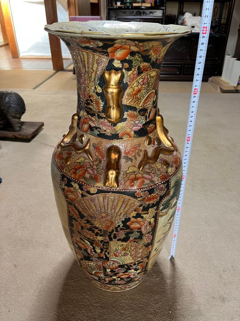 金色装飾の広口花瓶 約60cm 中國製造