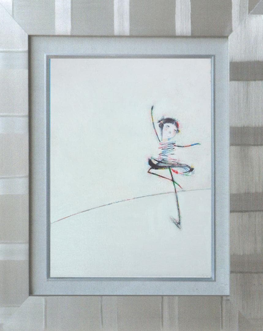 油絵 菅家令子 絵 絵画インテリアF4-071820 可愛い女の子 (スケート)