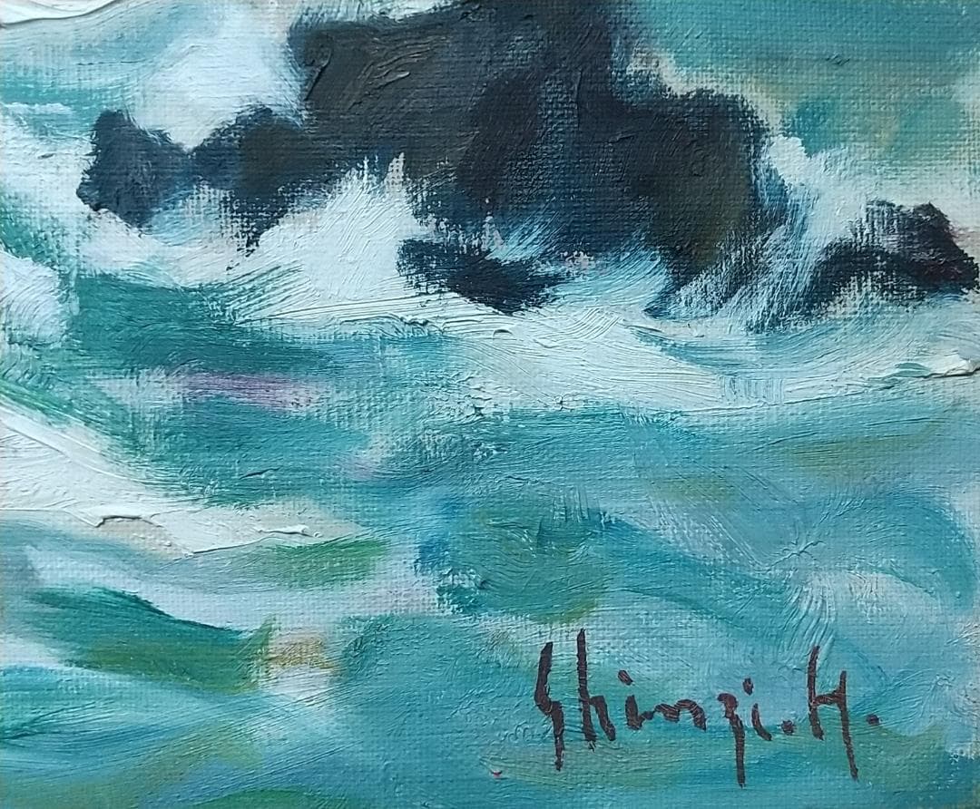 F4「親不知海岸」油絵 絵画 風景画 油彩画 アート