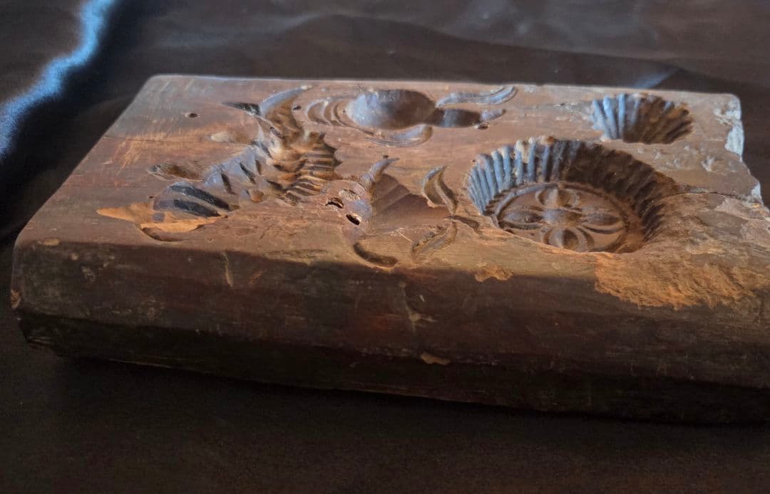 中国骨董品　　手彫り　 月餅　クッキー　木製型　木版