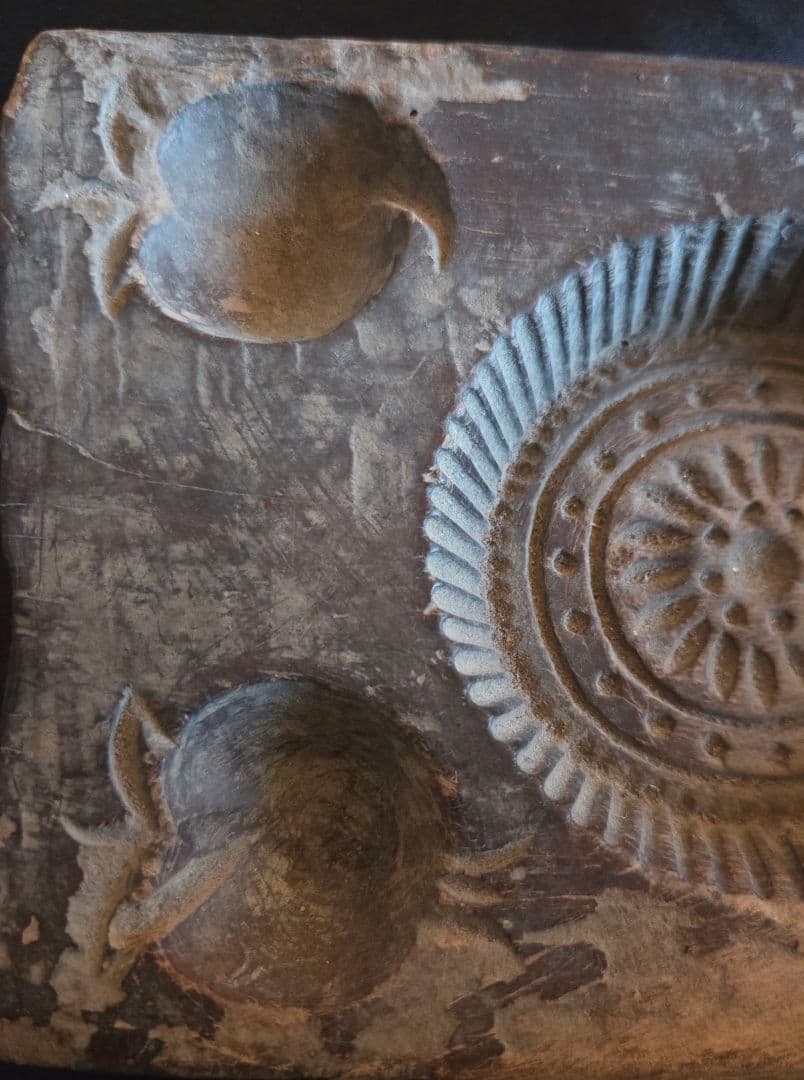 中国骨董品　　手彫り　 月餅　クッキー　木製型　木版