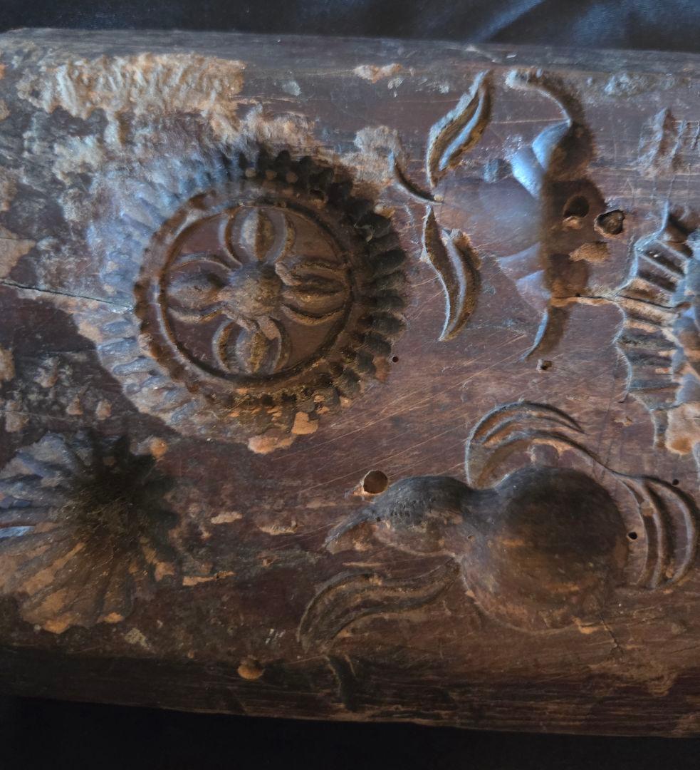 中国骨董品　　手彫り　 月餅　クッキー　木製型　木版