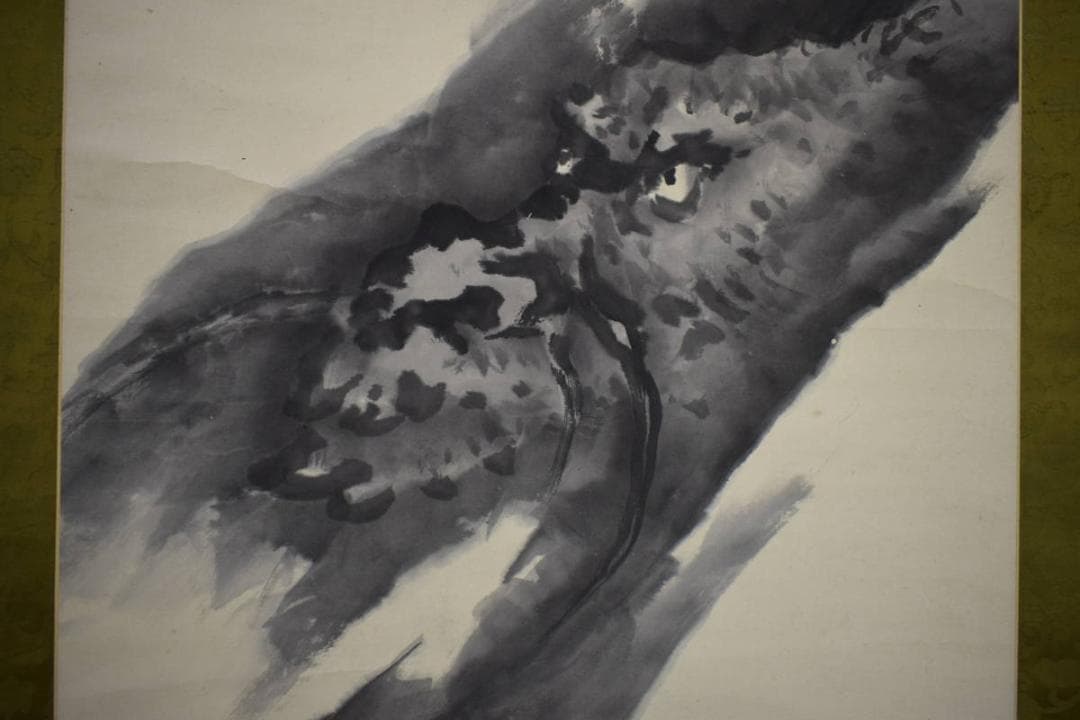 真作/岸駒の長男/佐伯岸岱/雲龍図/杉題箱付/布袋屋掛軸HJ-359