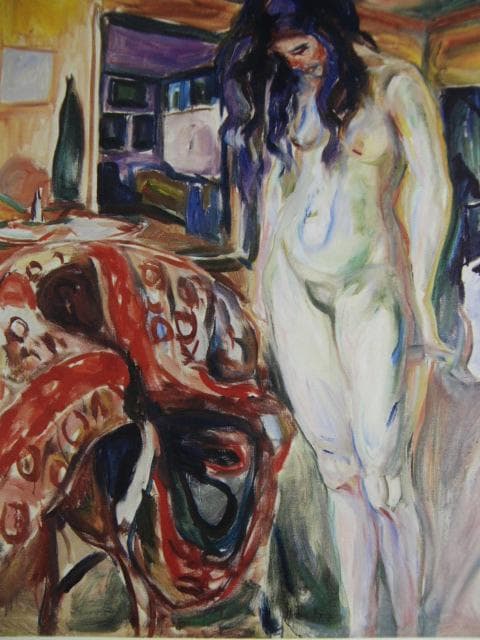 ムンク、『籐椅子のそばに立つモデル I』、希少な画集より、新品高級額・額装付