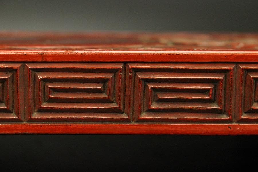 武具甲冑 讃岐 堆朱 刻 雲蝙蝠 鹿角 吉祥 刀掛(LC328)