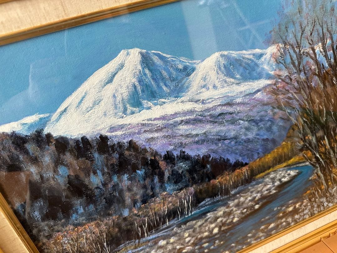 絵画 風景 冬景色 初冬 桜井寛 画家 初冬のニセコ連峰 油絵 アート F8