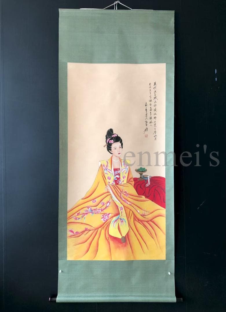 中国古美術・四尺仕女掛軸・国画・張大千印款・書道品・茶道・賞物・珍品画・肉筆