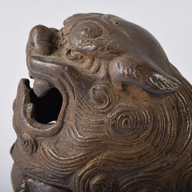 時代金工　古銅　獅子香合　時代箱　V　R8303