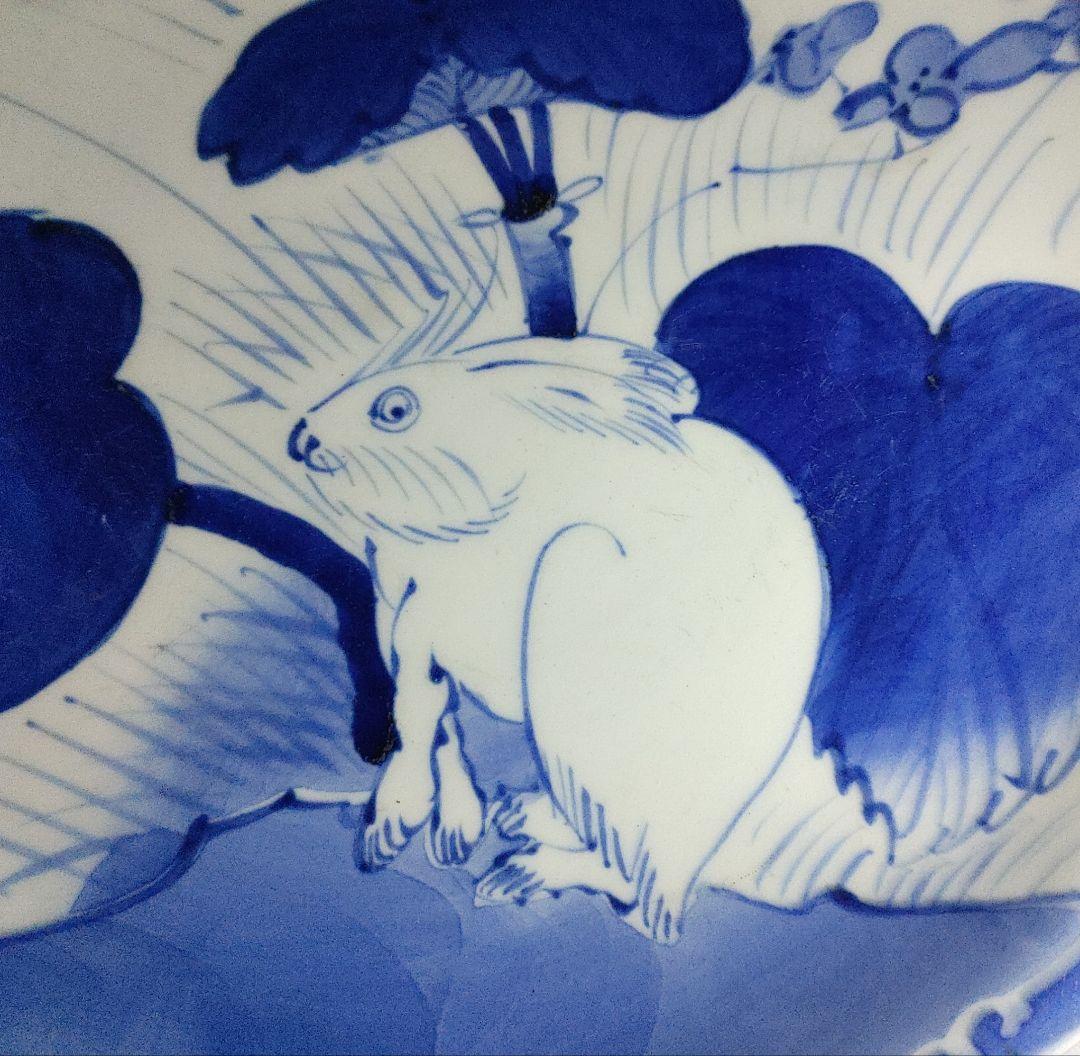 古伊万里　うさぎ図皿