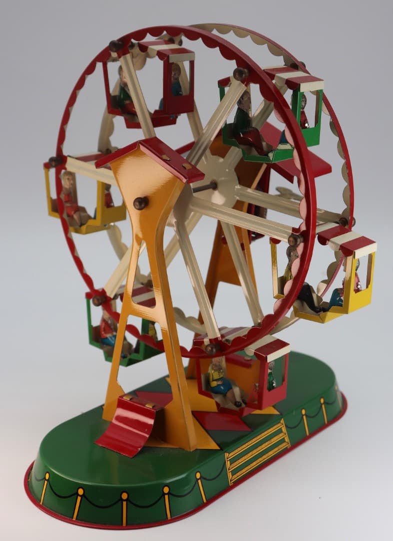 レアアイテム T＆W ドイツ製クロックワーク駆動、ブリキ製観覧車 約22cm