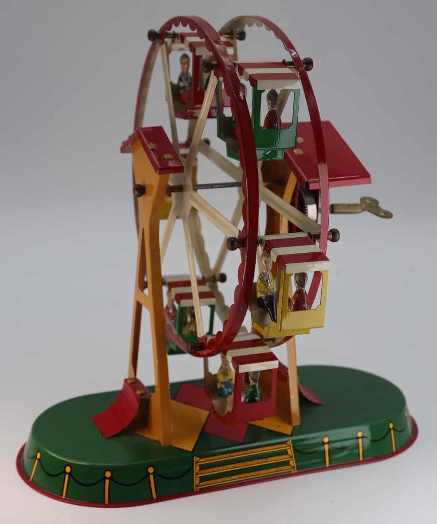 レアアイテム T＆W ドイツ製クロックワーク駆動、ブリキ製観覧車 約22cm