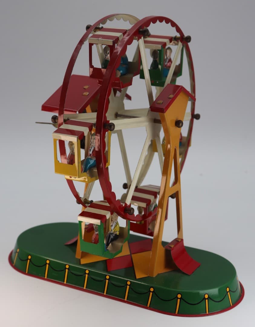 レアアイテム T＆W ドイツ製クロックワーク駆動、ブリキ製観覧車 約22cm