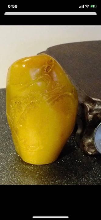 中国美術、田黄，寿山石雕、印材、印章、约98g.