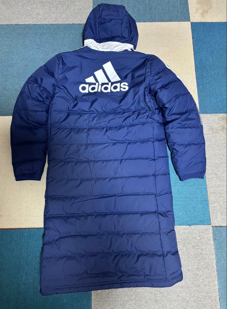 adidas フード付き ベンチコート ネイビー