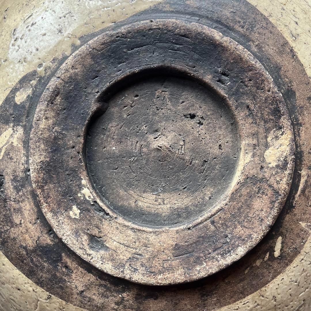 馬の目皿 石皿 古瀬戸 幕末 皿 古丹波 馬の目皿 鉄絵 白化粧 渦巻文 大皿