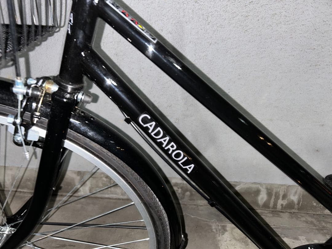【ダースー】黒いシティサイクル 27インチ 前バスケット付き