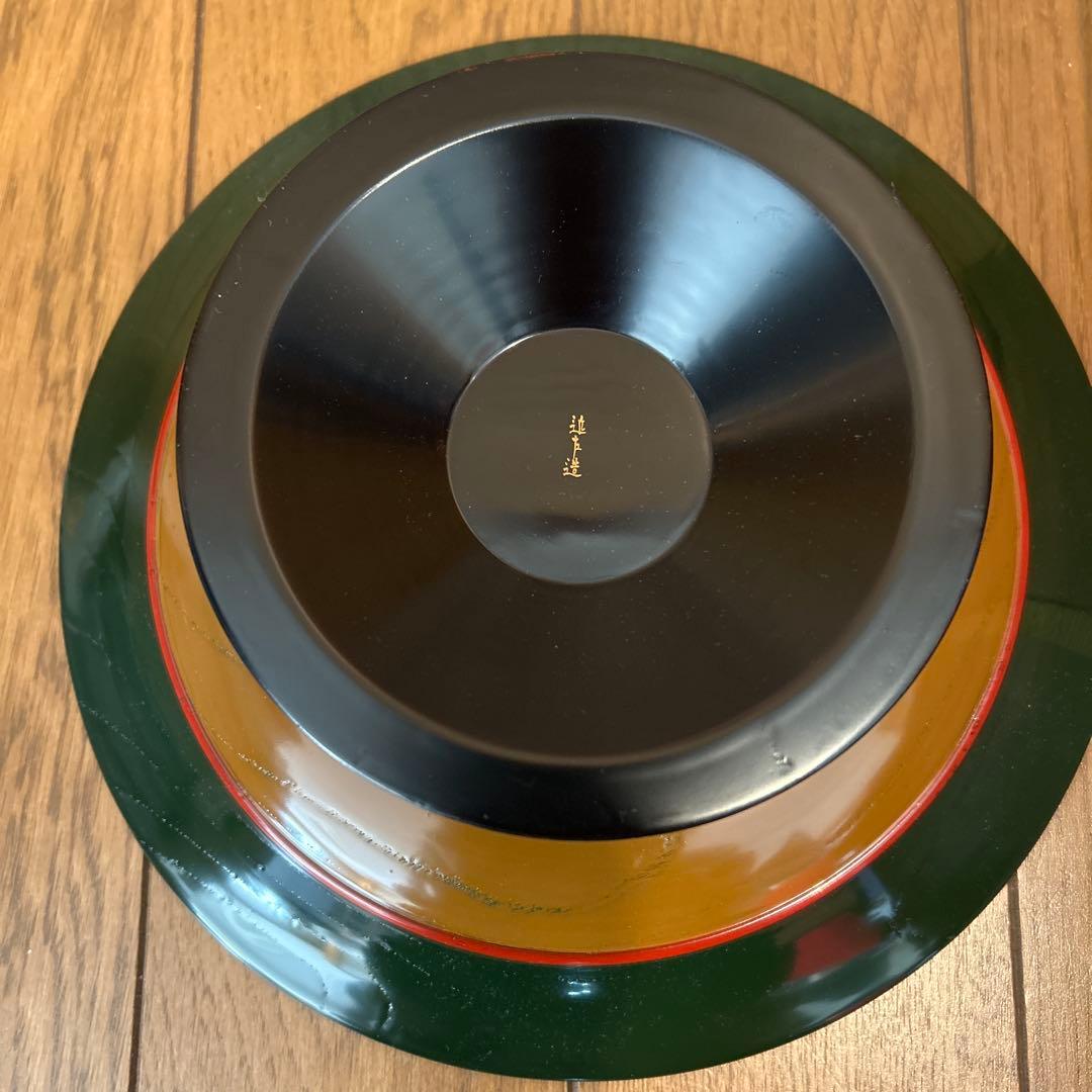 漆匠　川端近左造　赤黒漆器 皿型 菓子器 木箱付き