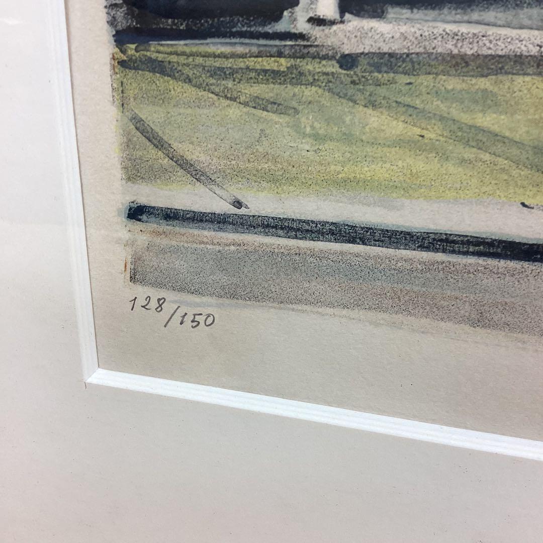 荻須高徳「金獅子亭」リトグラフ 128/150 直筆サイン入り 額装