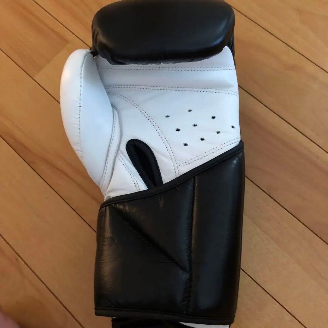 本革レザーパンチタウンBXRボクシングキックムエタイグローブ（黒/白）10オンス