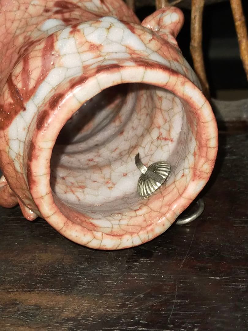 ♥志野　花器　桐箱付き　１　花瓶　掛花入れ　骨董品　アンティーク