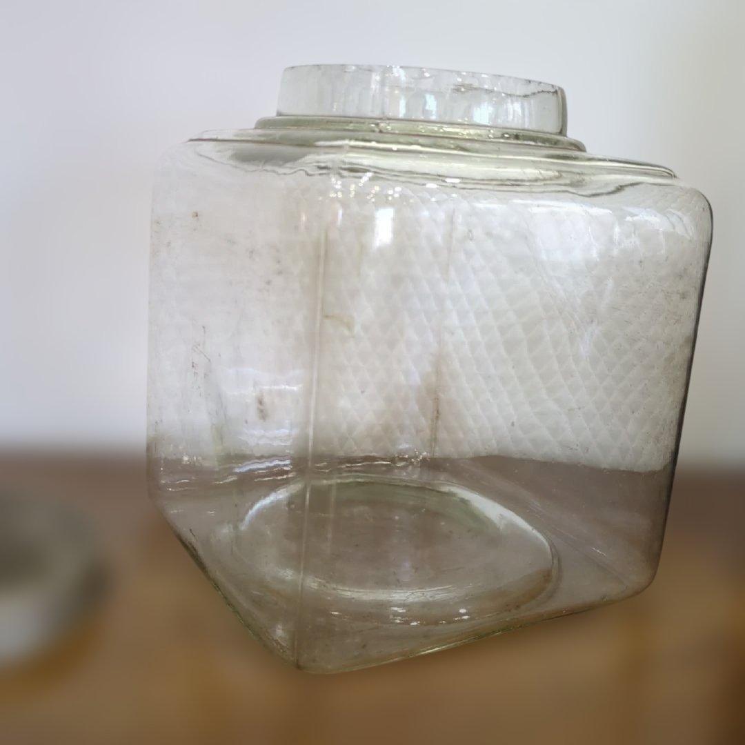 骨董　ガラス瓶　アルミ蓋　角瓶　ガラス　駄菓子屋　瓶　アンティーク