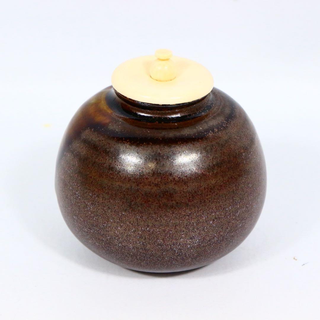 笹田有祥 京焼 模 京極茄子 茶入 緞子 西陣織 共箱　茶器 茶道具 唐物