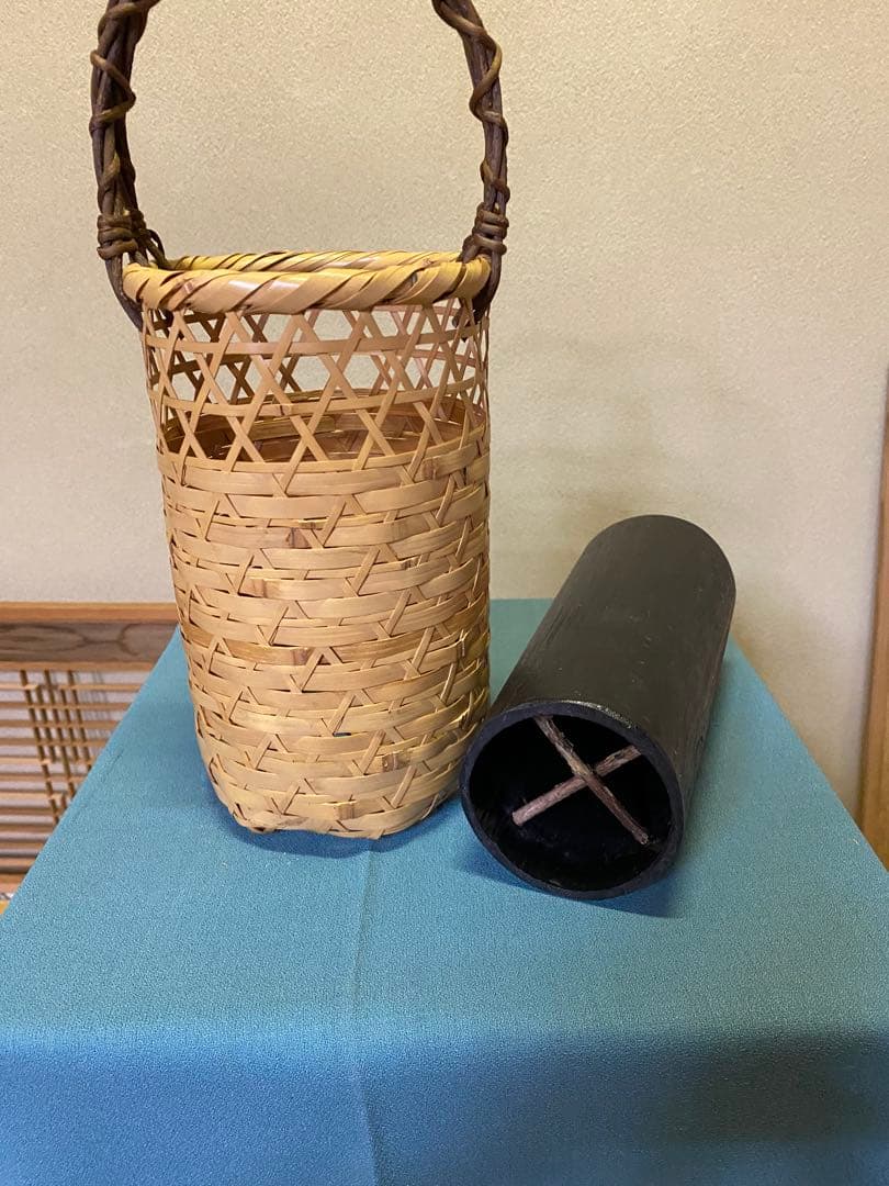 茶道具/花入　有馬籠 竹籠花入