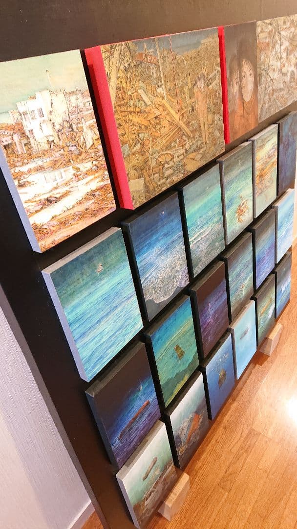 日本画家堤進の平面ポップアート 作品 。ミクストメディア「迷蝶・棺一基」