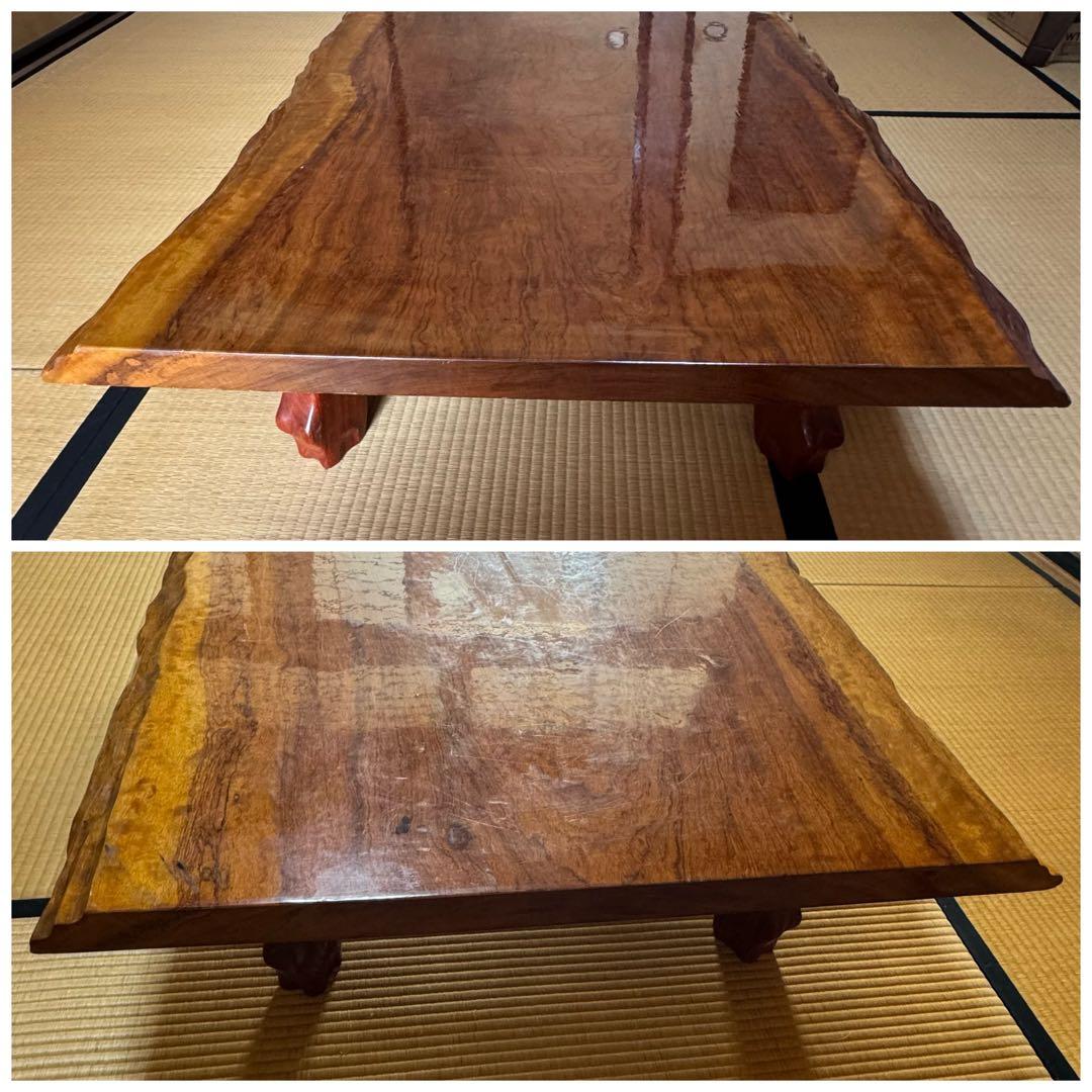 【希少】天然木 ローテーブル 1枚板 無垢材 ちゃぶ台　座卓 総無垢 極上木目