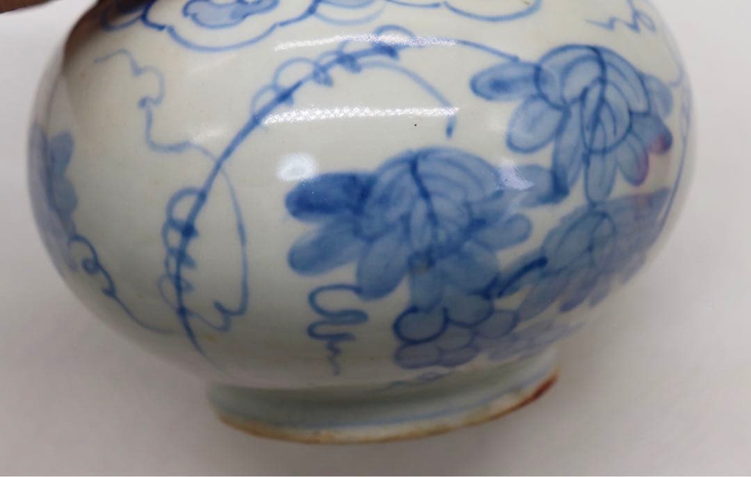 李朝　染付　壺　送料込み0627