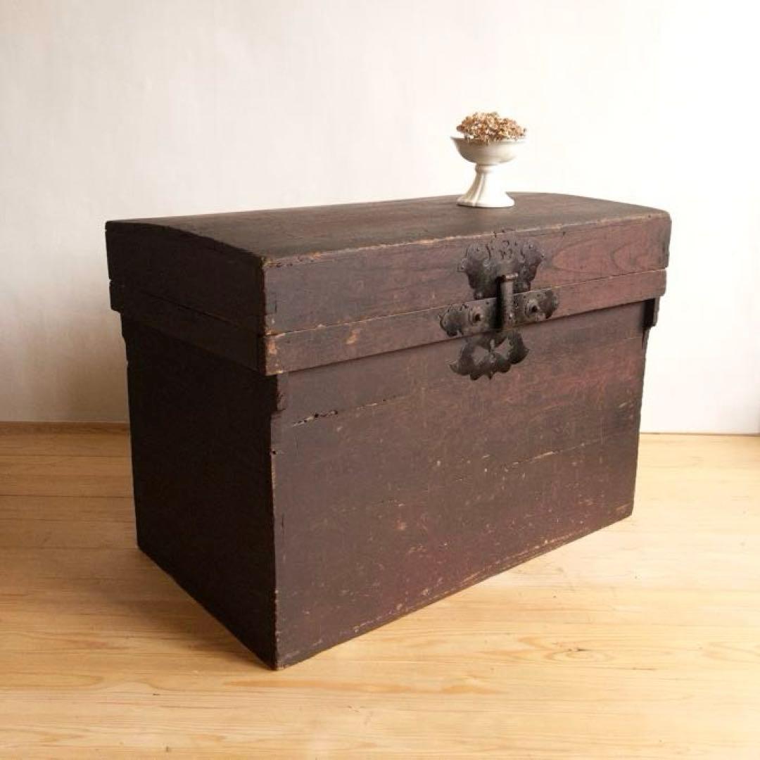 大型　無垢　木箱　M066 高さ約73㎝　店舗什器　ディスプレイ台　古道具