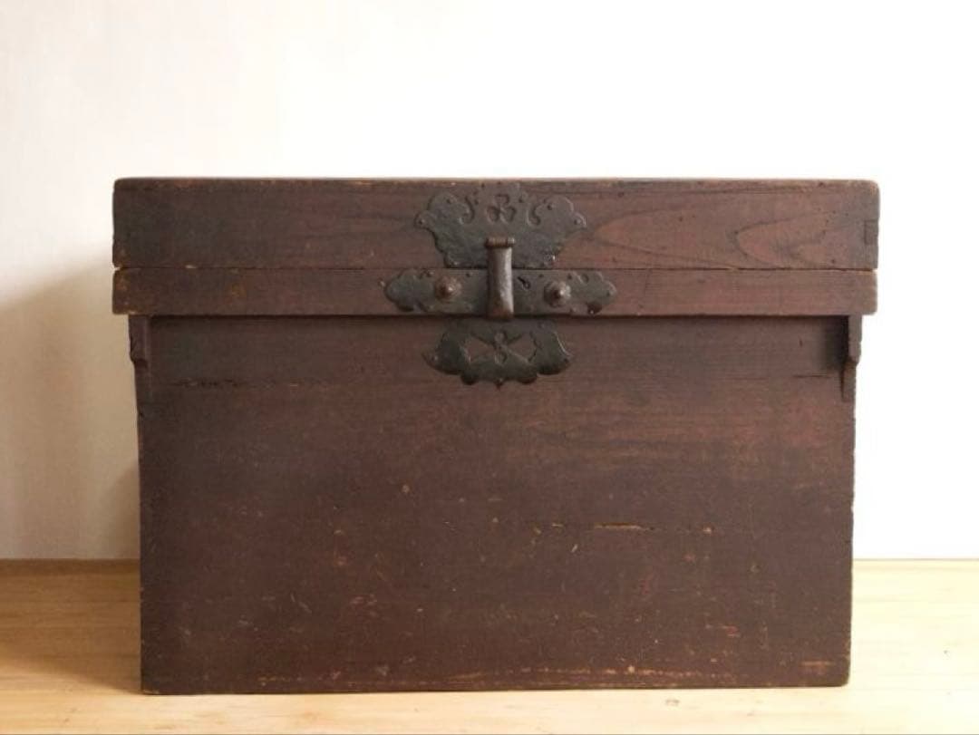 大型　無垢　木箱　M066 高さ約73㎝　店舗什器　ディスプレイ台　古道具