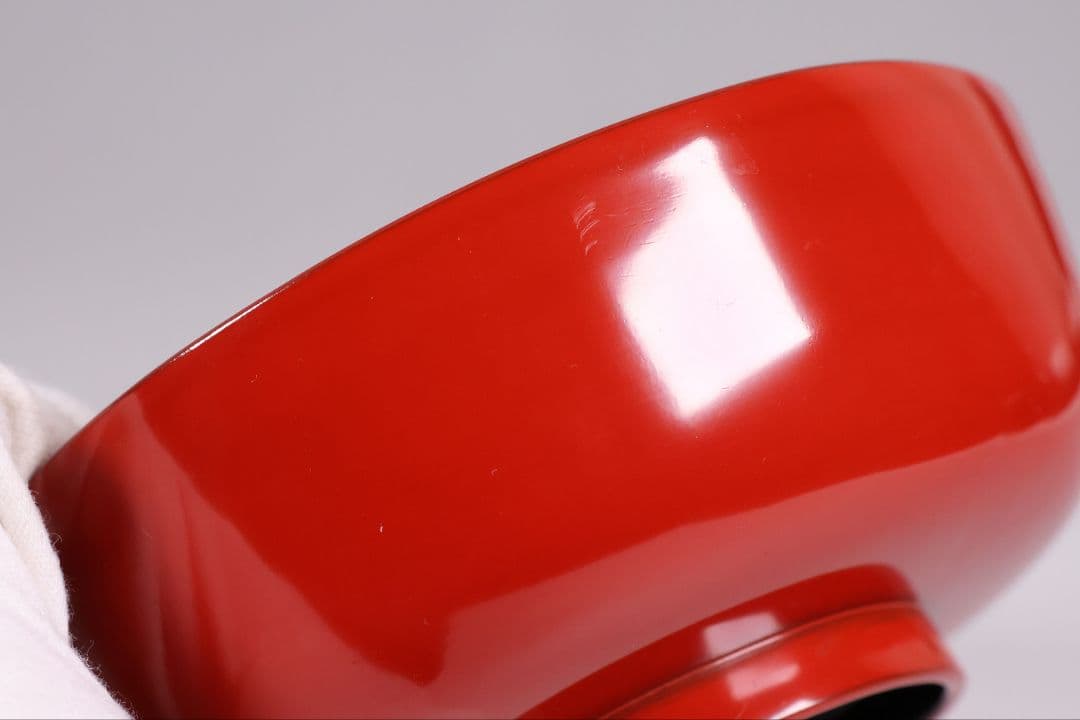 【MB35】輪島塗 宝尽くし金蒔絵 朱塗椀 二客 小槌 軍配 霊芝 木製漆器