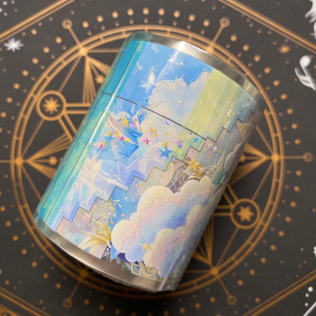 【8901】海外　マステ　3/5/巻　貝殻光マスキングテープ　虹　空　折り鶴