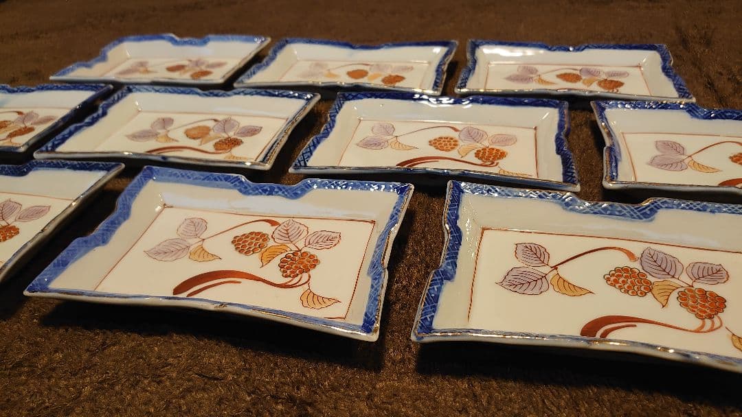 古伊万里　伊万里　色絵　角皿　菓子皿　１０客