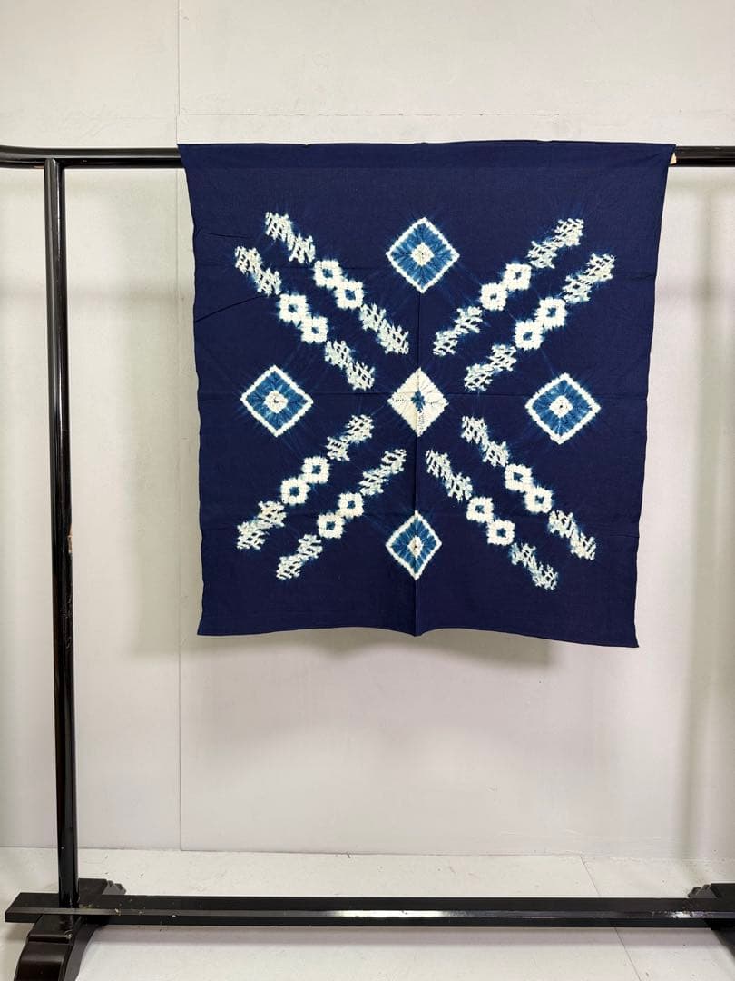 N28「片野絞り」藍染絞り作家 片野元彦 有松鳴海絞り 綿 古布 和装着物