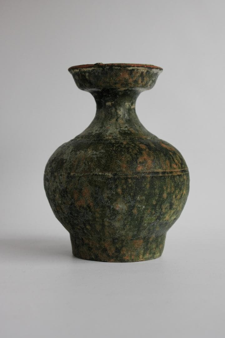 漢 緑釉 壺 銀化 中国美術