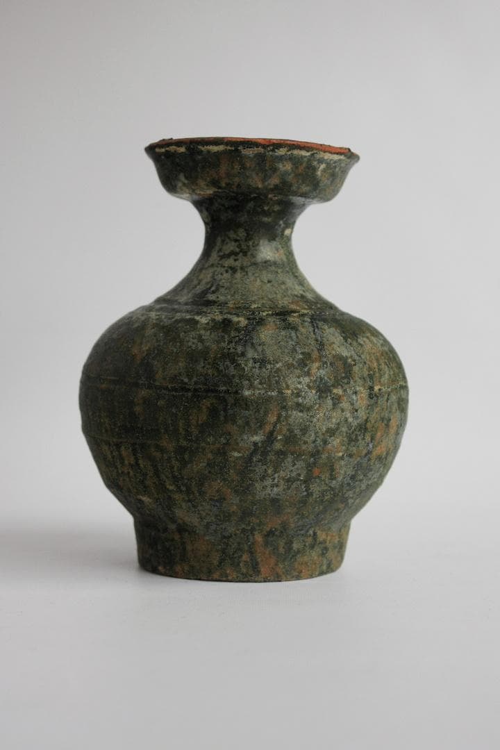 漢 緑釉 壺 銀化 中国美術