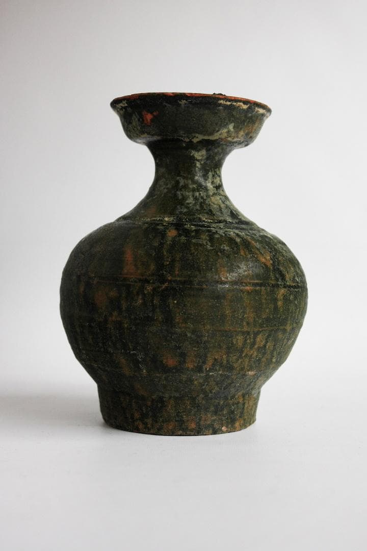 漢 緑釉 壺 銀化 中国美術