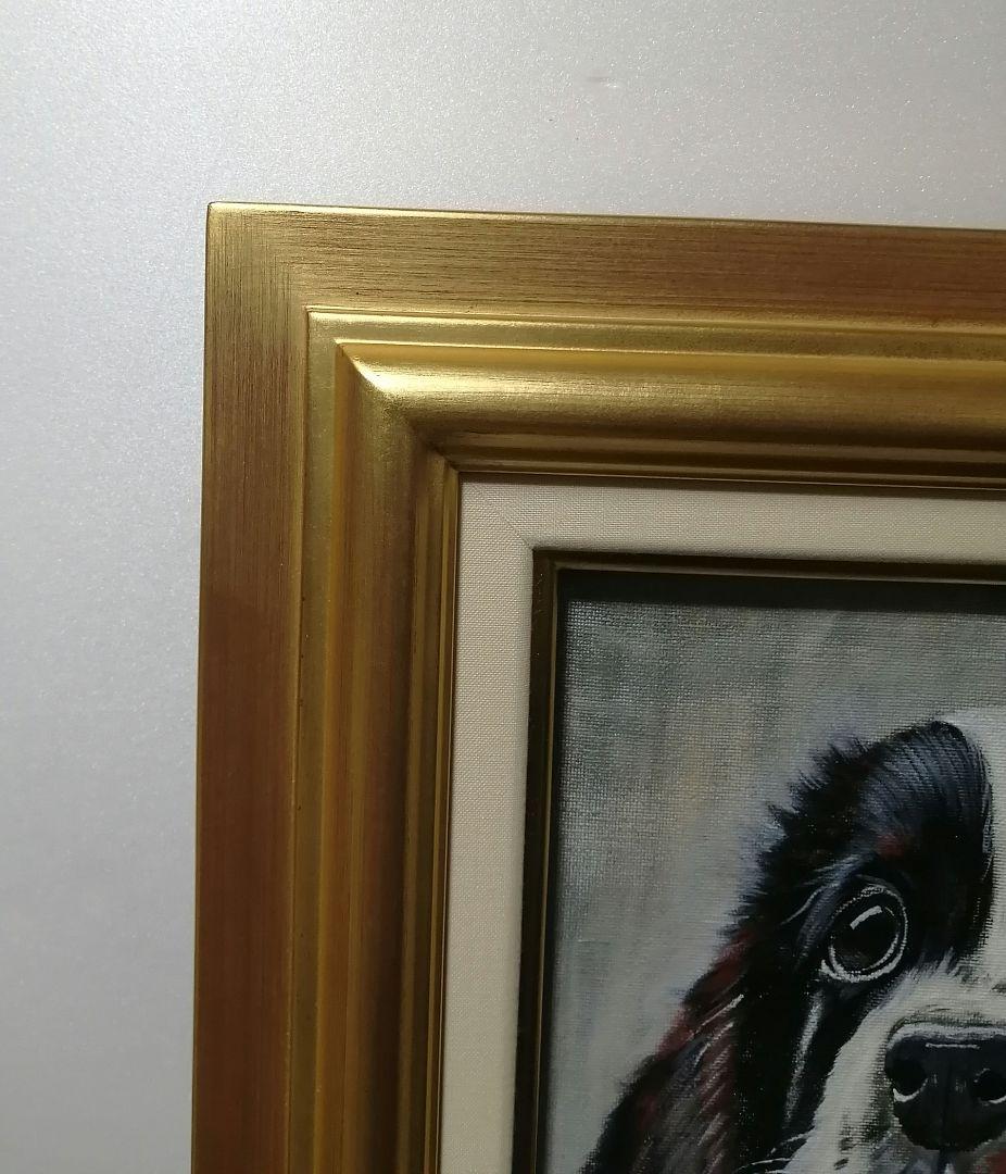 絵画　アクリル絵　キャンバス　額縁 動物　犬　原画