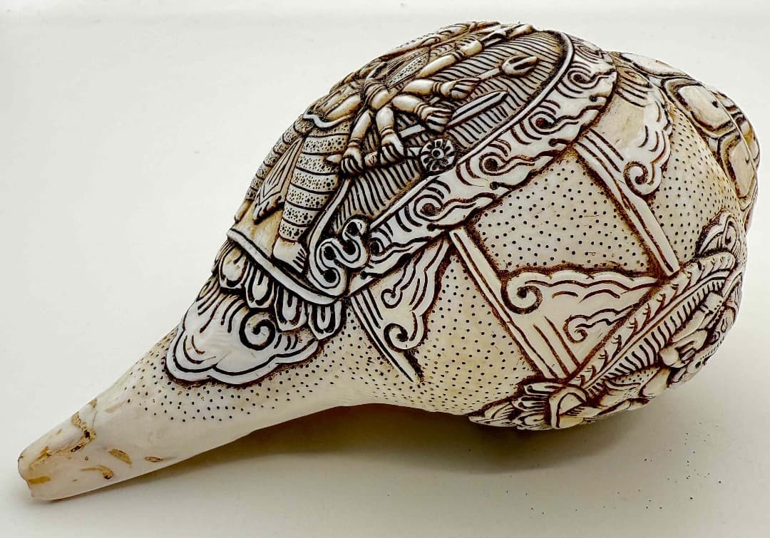 ◆チベット密教法具　法螺貝（シャンカ）ーガネーシャ-3