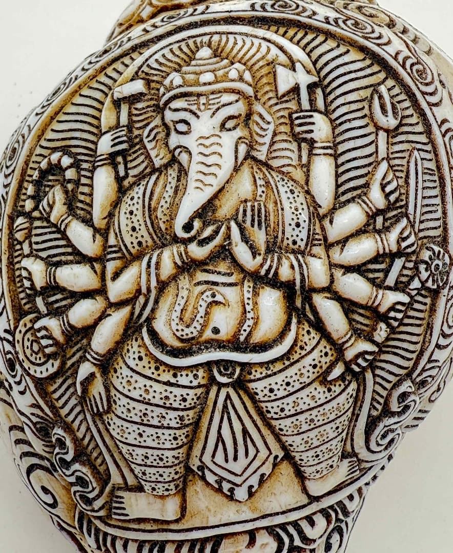 ◆チベット密教法具　法螺貝（シャンカ）ーガネーシャ-3