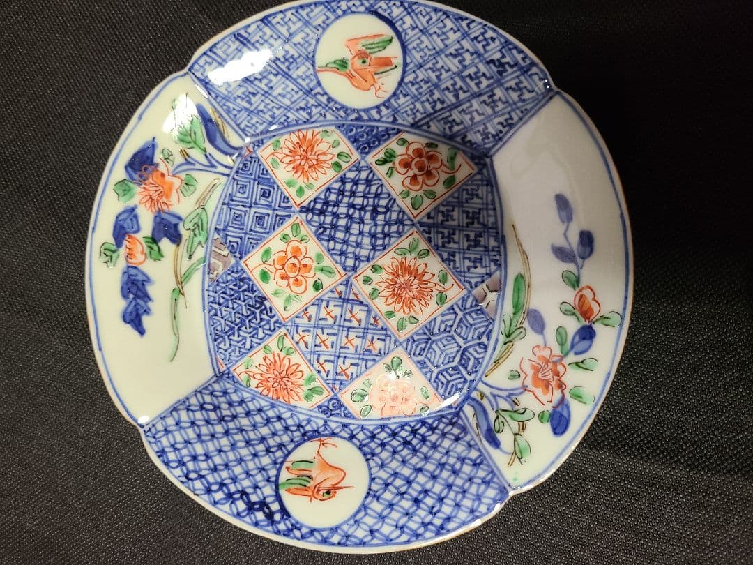 須田菁華造色絵祥瑞花鳥文皿