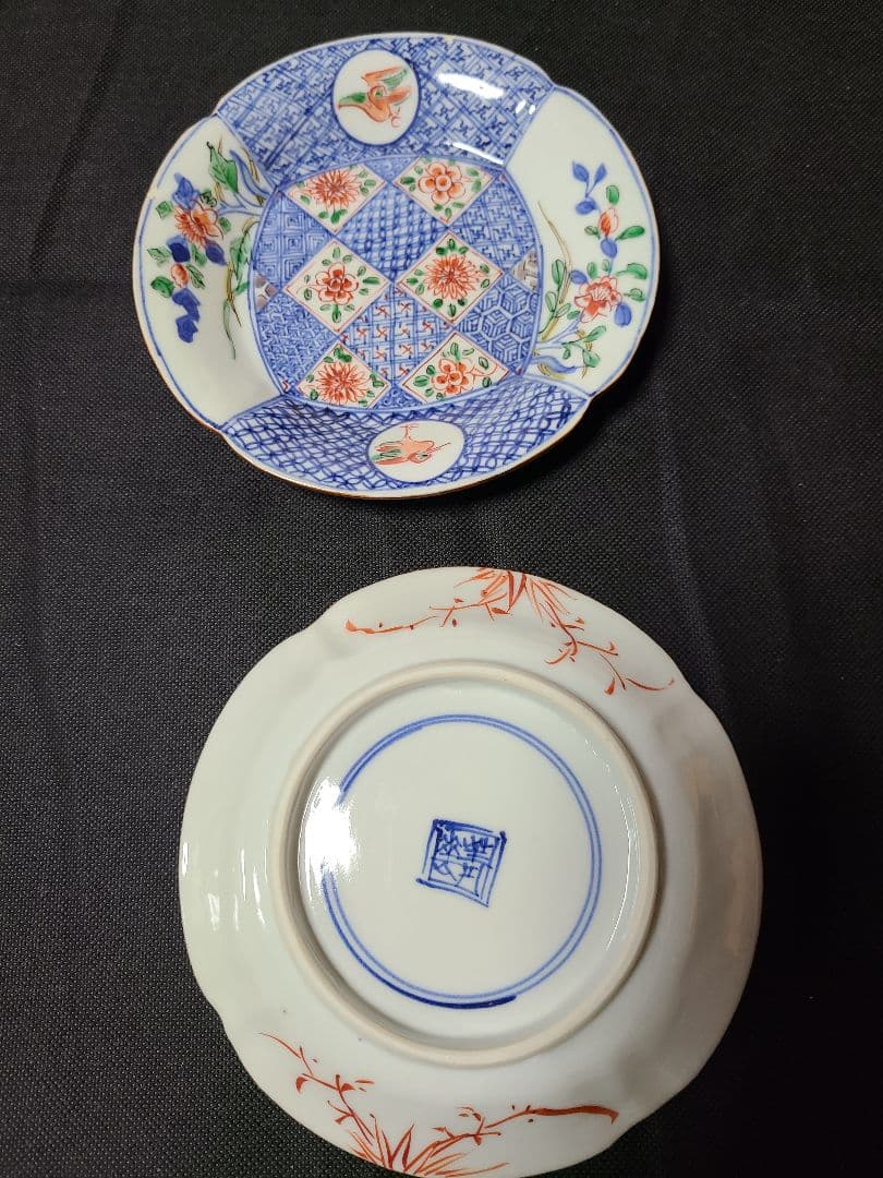 須田菁華造色絵祥瑞花鳥文皿