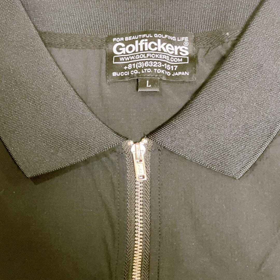Golfickers ゴルフィッカーズ 半袖ポロシャツ ハーフジップ ブラック