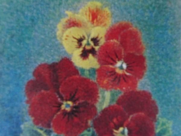 岡 鹿之助/三色菫、版上サイン入、限定・高級額装用画